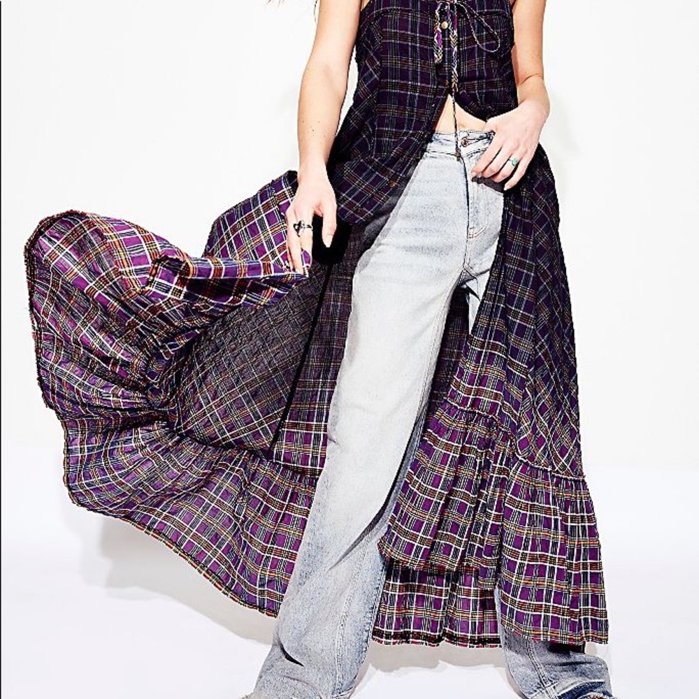 Free People Plaid City Maxi Top